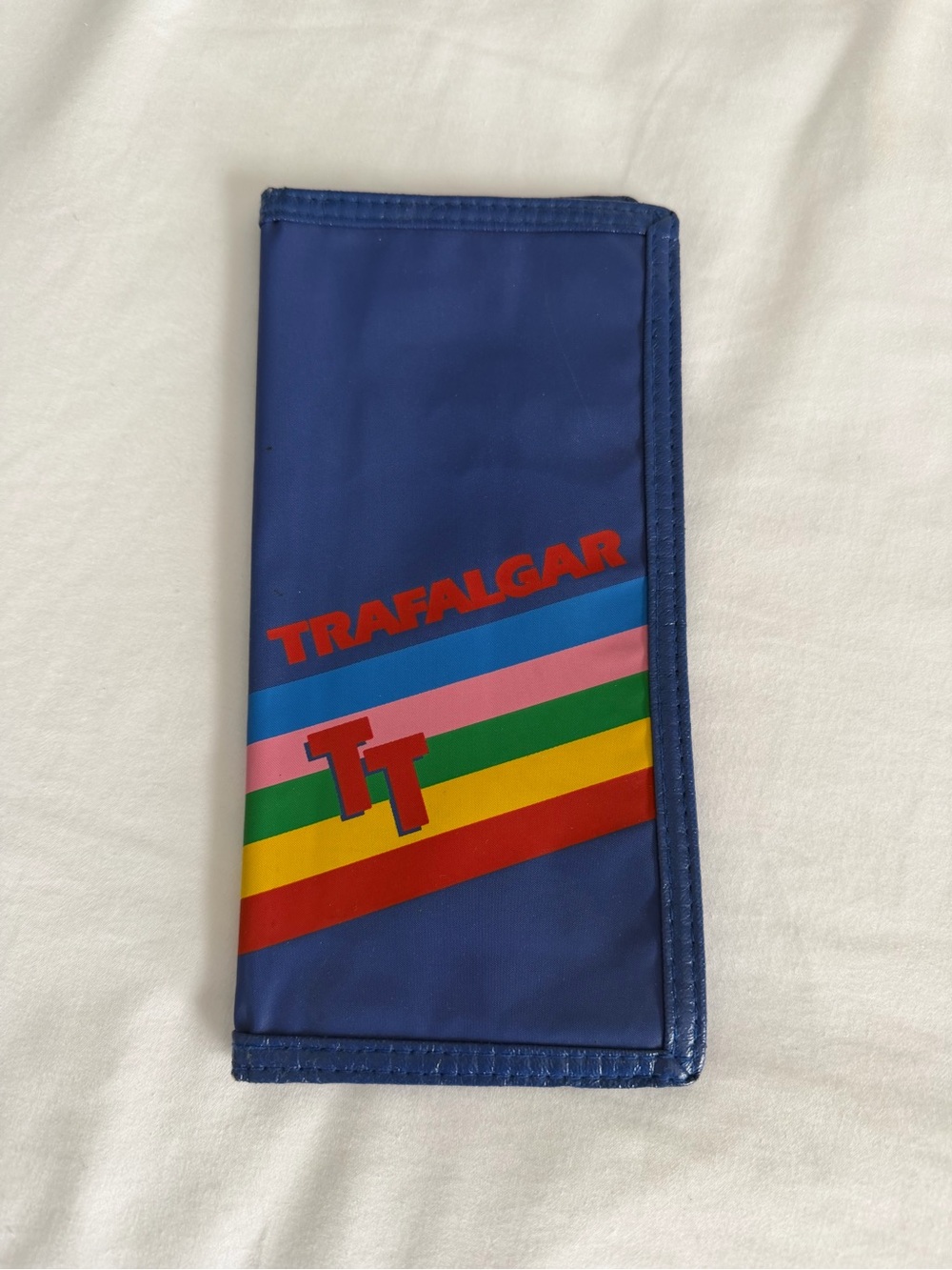 Vintage Trafalgar navy Rainbow Stripe Travel Wallet